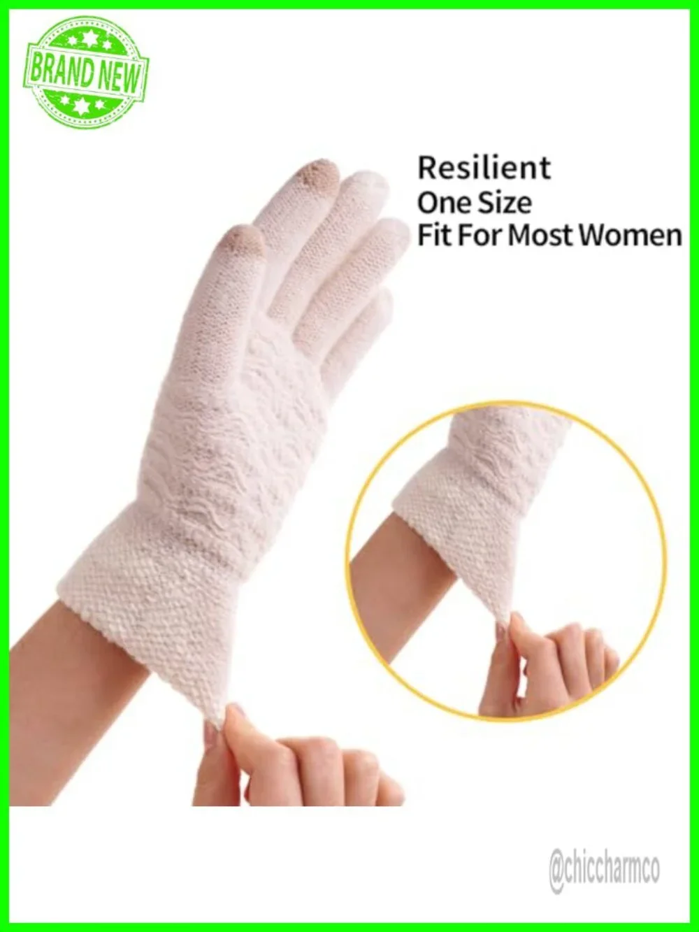 Women's Winter Warm Touch Screen Gloves Thermal Cable Knit Wool Fleece Lined